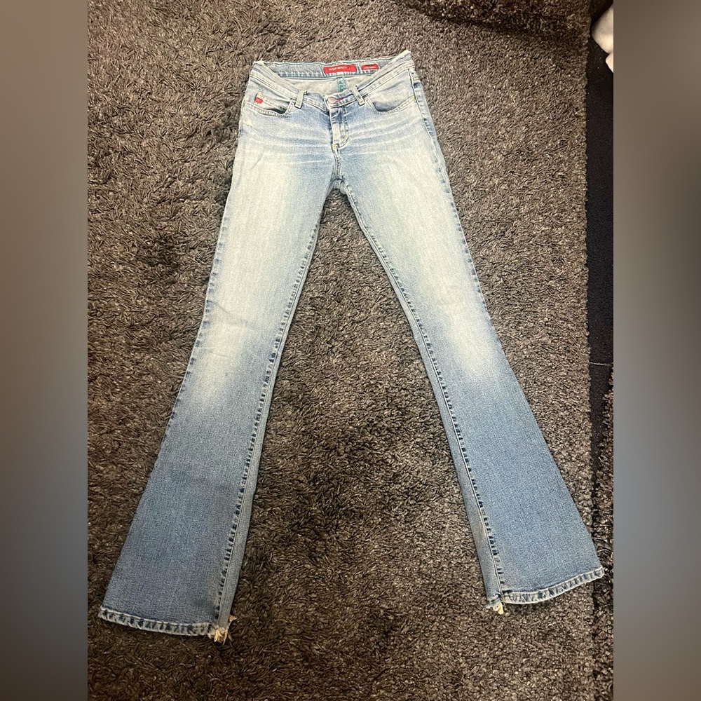 Miss Sixty Low-Rise Flare Jeans Light Blue Wash - size: 25 - Vintage